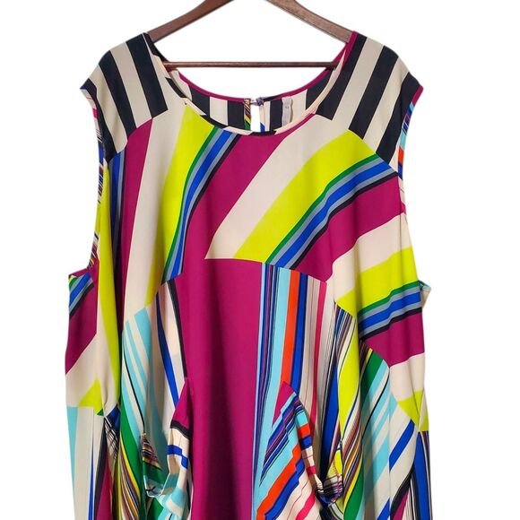 Melissa McCarthy Seven7 Hi Low Tunic Blouse Size 4X Striped Multicolor Womens - Picture 2 of 5